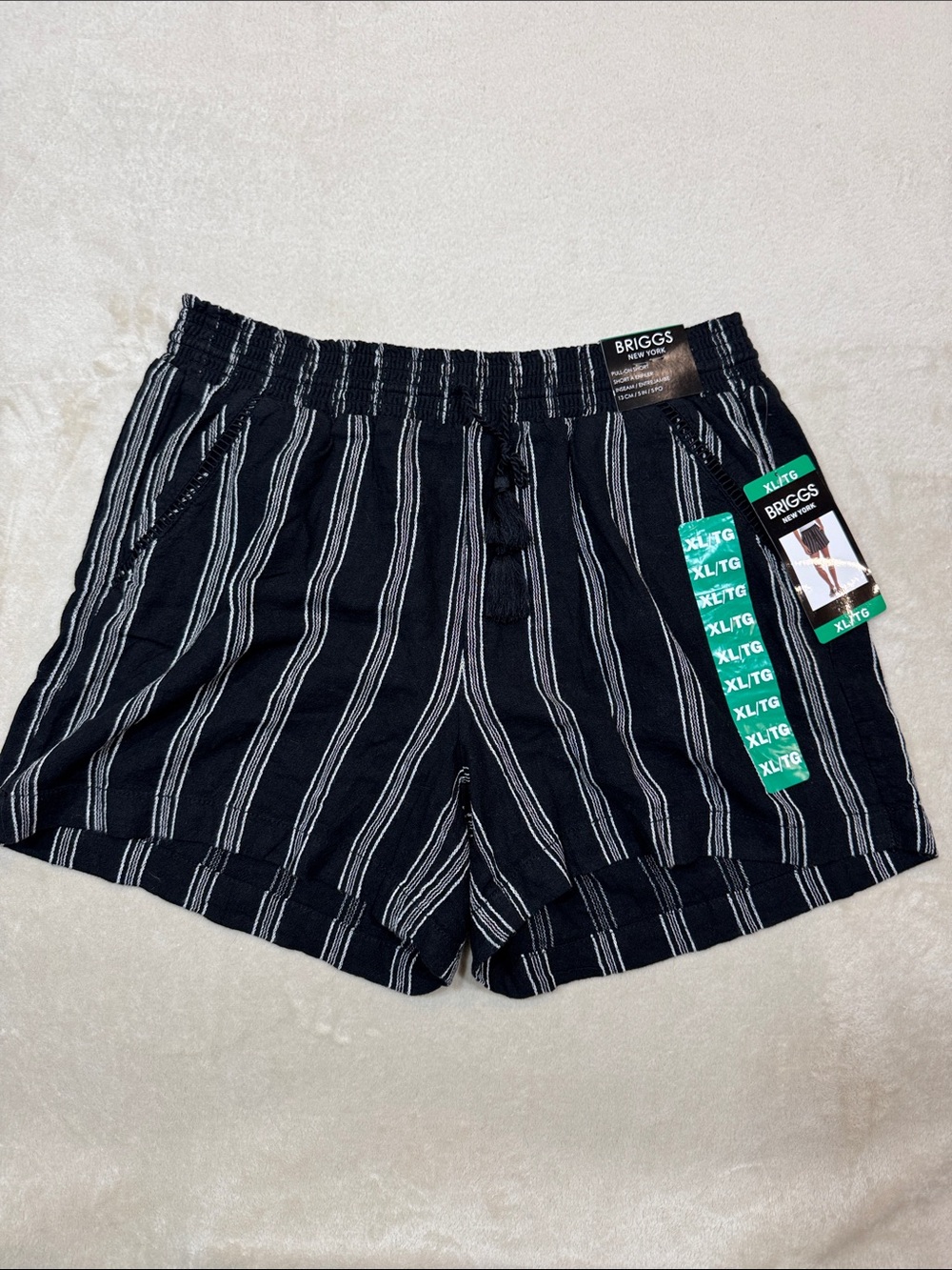 Briggs New York Black and White Striped Women's Lounge Shorts
